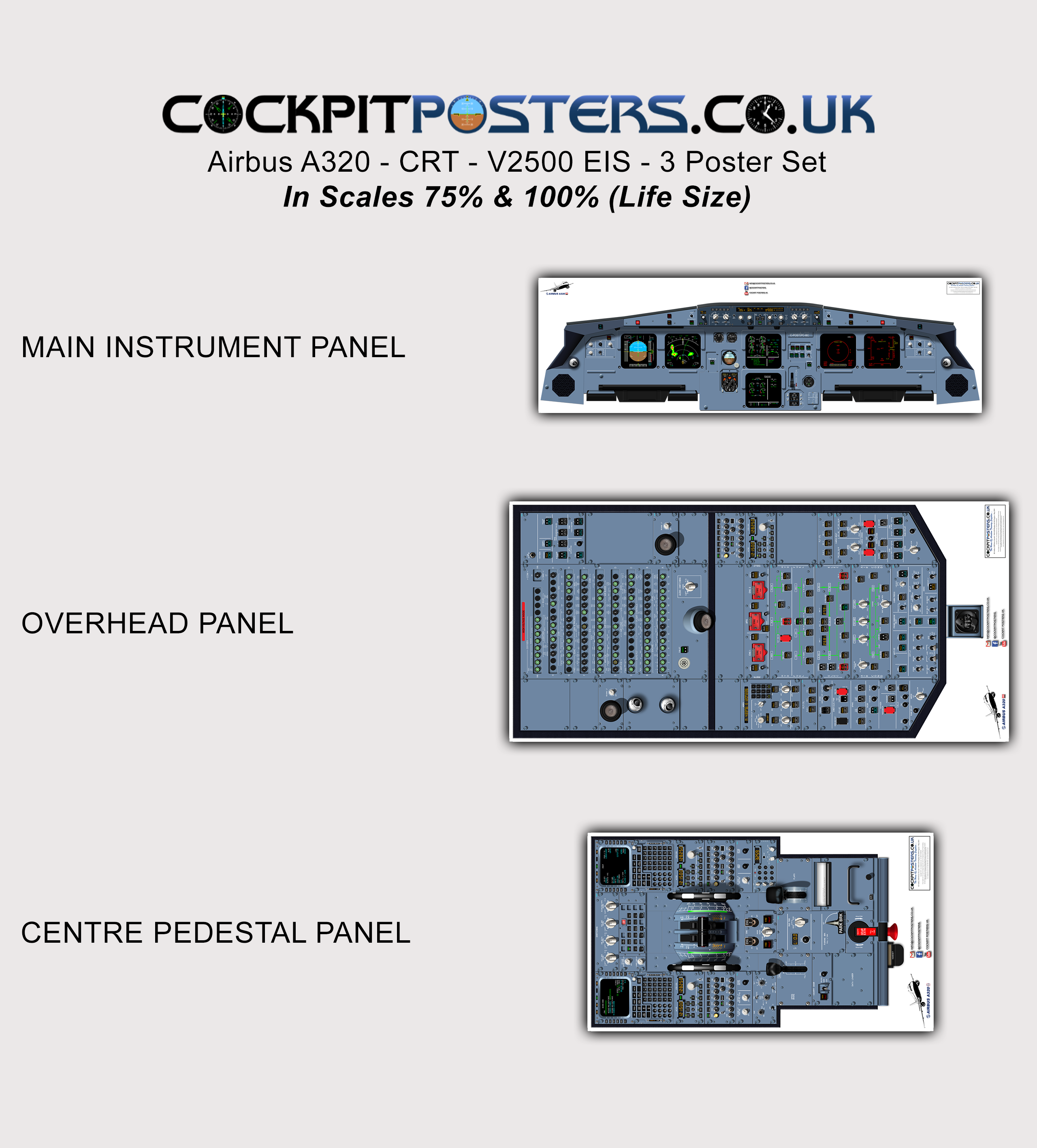 #07 - Airbus A320 CRT Displays IAE V2500 EIS Cockpit Poster - Image 2