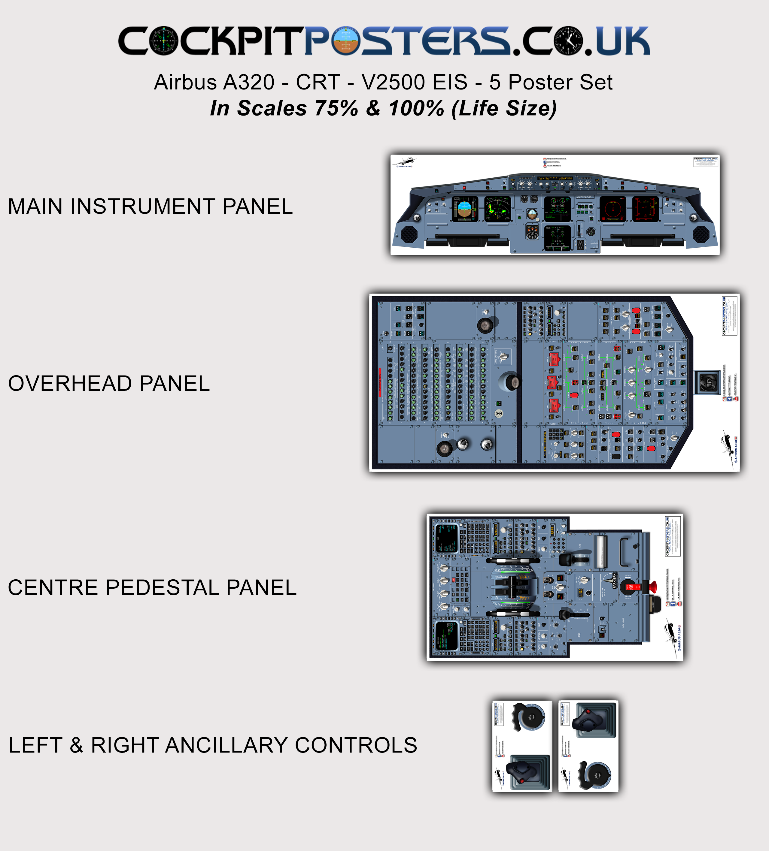 #07 - Airbus A320 CRT Displays IAE V2500 EIS Cockpit Poster - Image 3