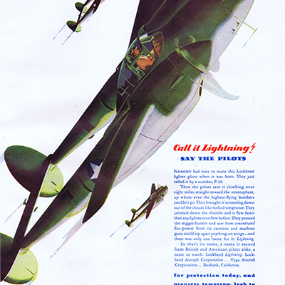 Vintage Aviation Poster - Lockheed "Call it Lightning"